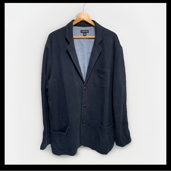 Lands' End Men's Navy Blue Blazer XXL 50-52 Sport Coat Lined Pockets Baumwolle - Picture 1 of 10